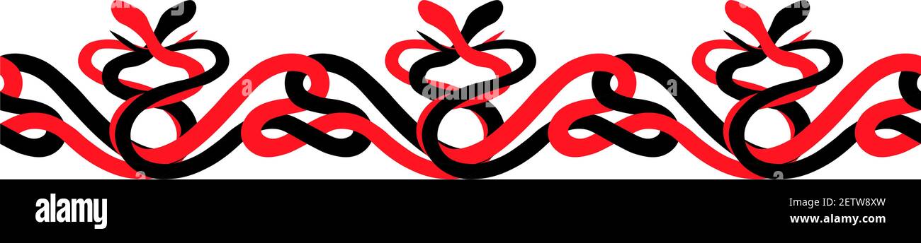Bordure sans couture avec serpents. La bordure est en serpentin. Répétition. Cobra, anaconda et boa constricteur. Illustration de Vecteur