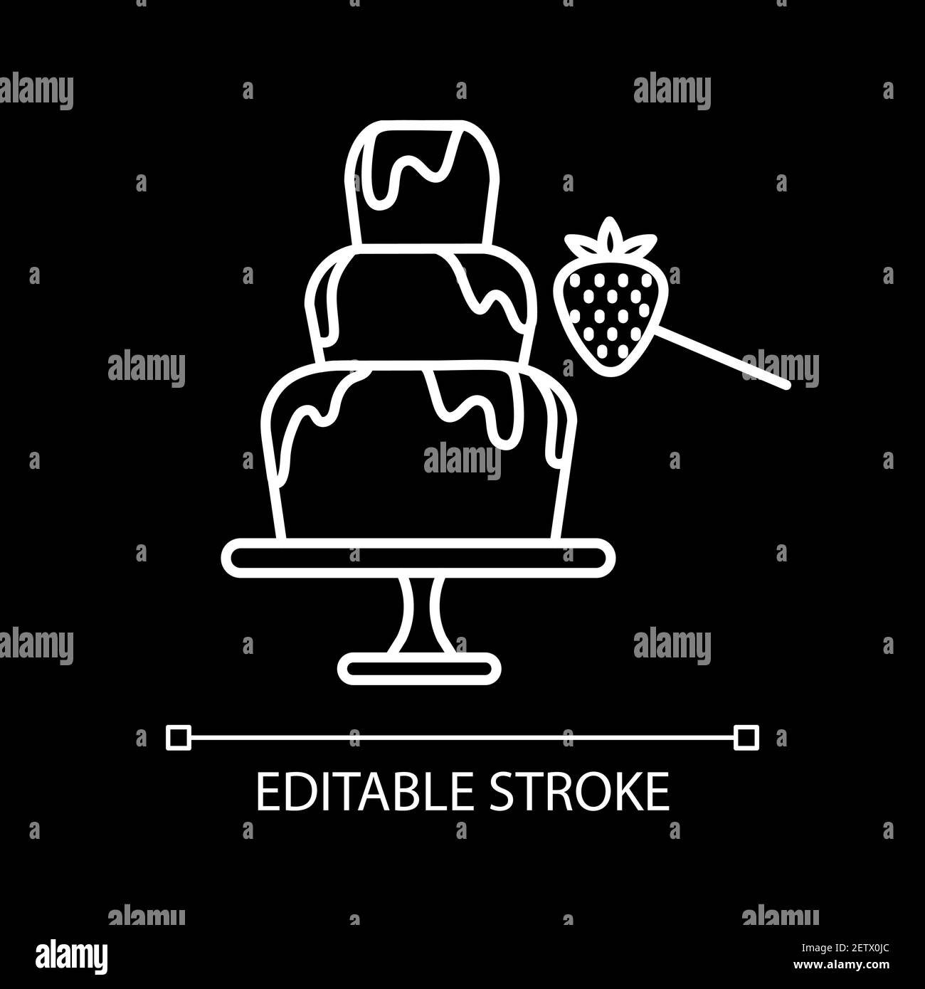 Fondue au chocolat blanc icône linéaire pour thème sombre Illustration de Vecteur