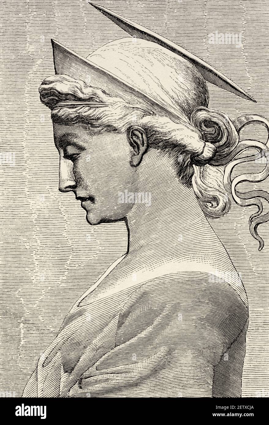 Sancta Caecilia. Saint Cecilia le martyr chrétien patronne de l'église ron de la musique et des musiciens, a vécu autour du 2ème siècle après J.-C. Ancienne illustration gravée du XIXe siècle, El Mundo Ilustrado 1881 Banque D'Images