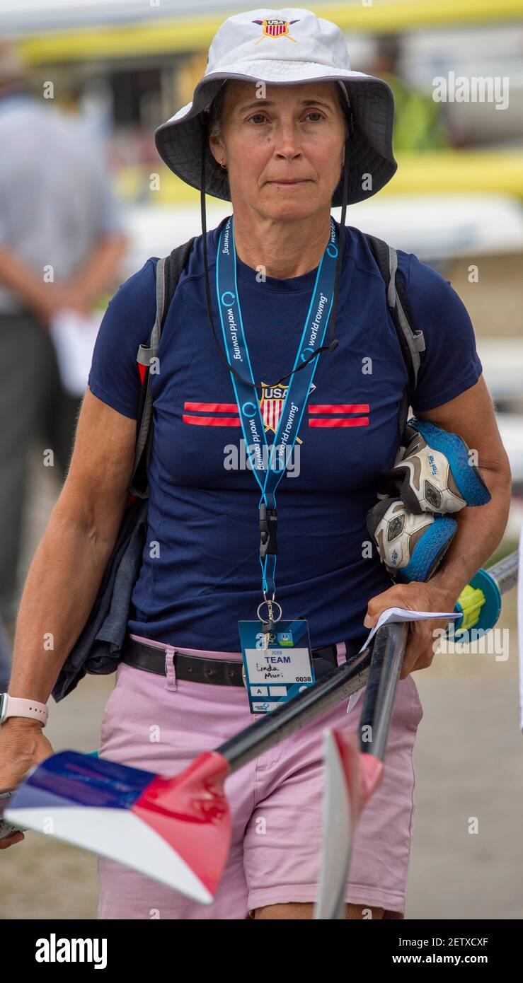 Linz, Autriche, jeudi 29 août 2019, Championnat du monde d'aviron FISA, régate, zone de parc nautique, entraîneur d'aviron US, Linda MURI, [Crédit obligatoire; Peter SPURRIER/Intersport Images] 09:04:50 29.08.19 Banque D'Images