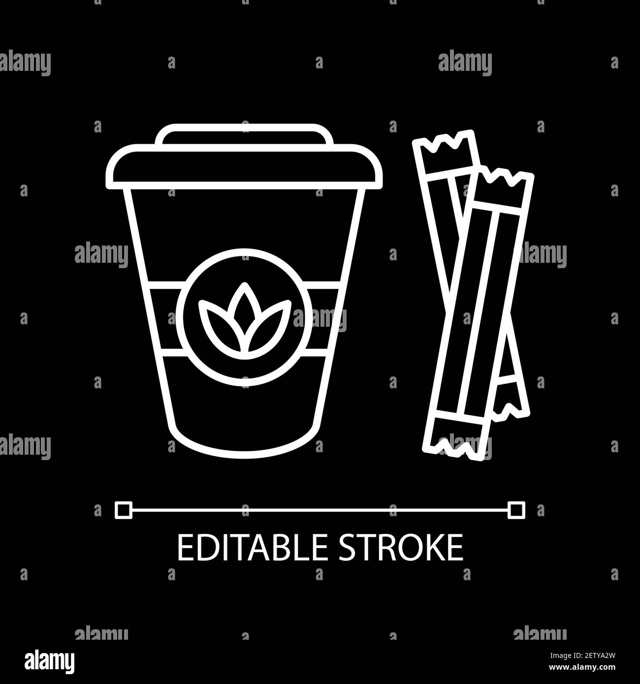 Icône linéaire blanche pour le thé en feuilles pour un thème sombre Illustration de Vecteur