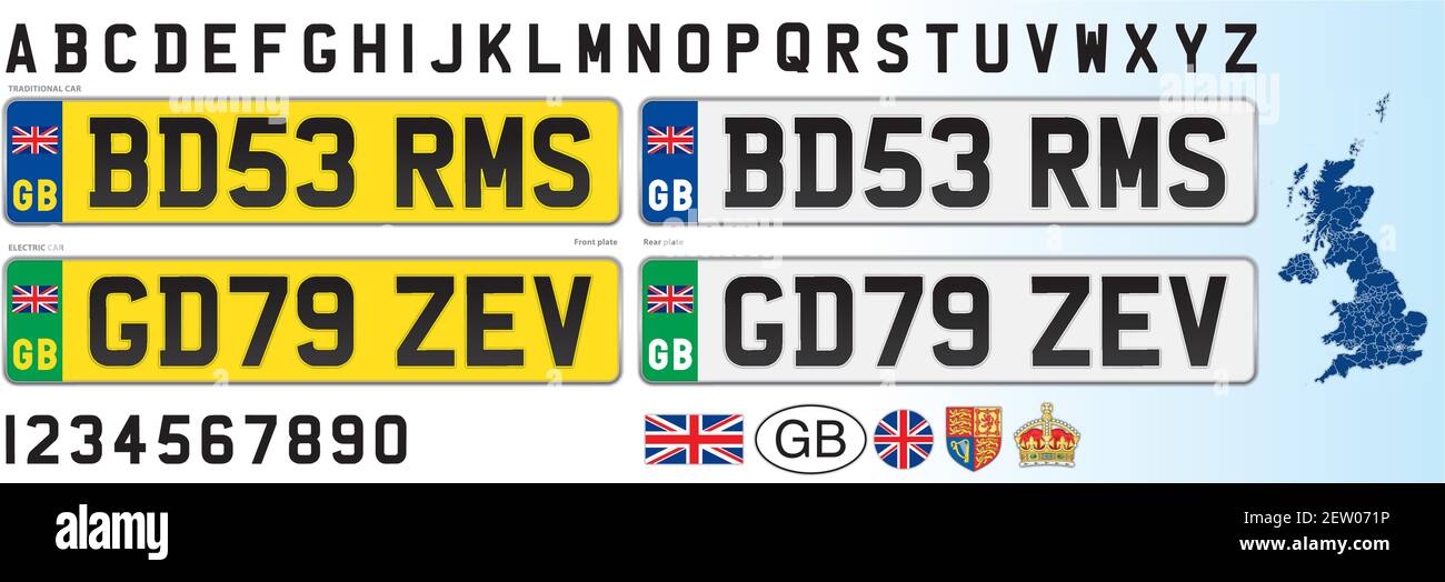 Front 3D GB mot Royaume-Uni Route Légal Voiture Van Reg Numéro d'Immatriculation Plaque