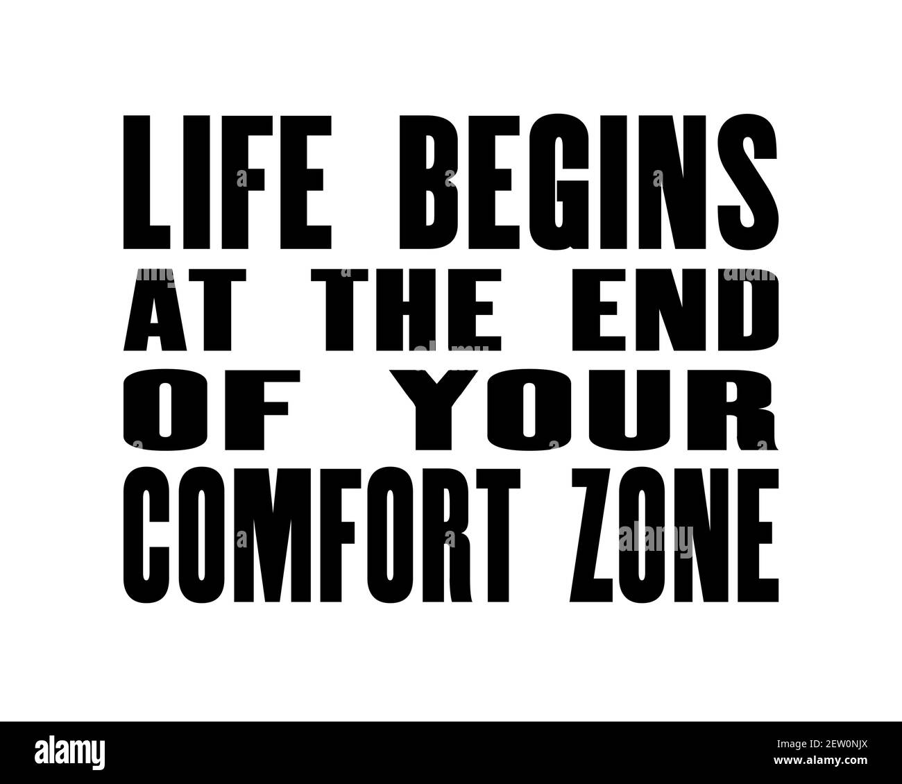 Un devis motivant avec texte la vie commence à la fin de votre zone de confort. Concept de conception d'affiches de typographie vectorielle Illustration de Vecteur