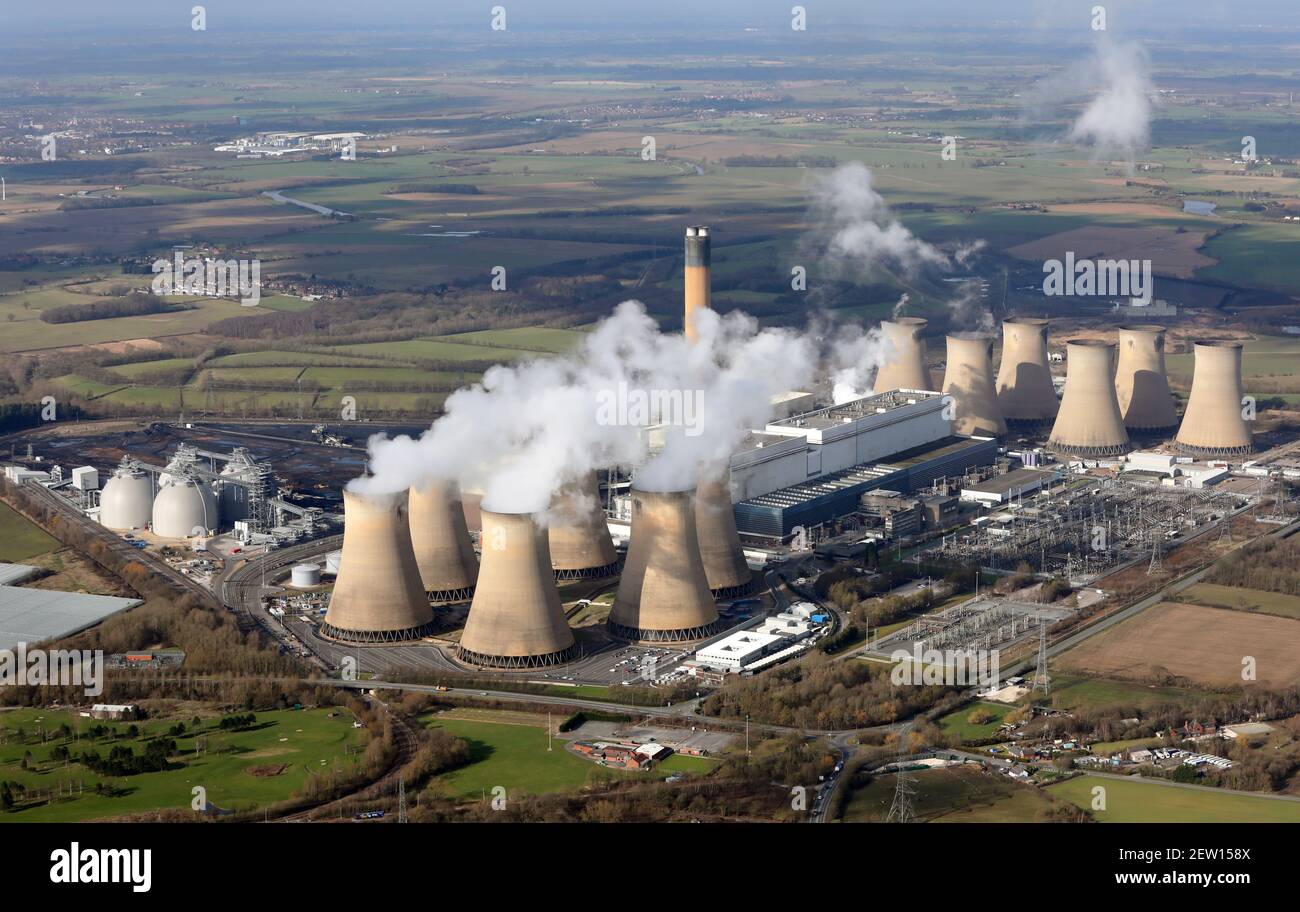 2021 vue aérienne de la centrale électrique de Drax dans le North Yorkshire, Royaume-Uni Banque D'Images
