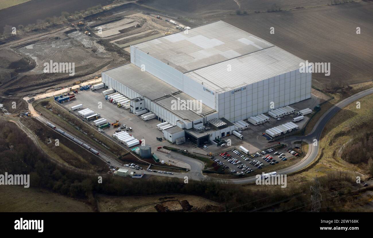 Vue aérienne de l'installation de stockage de NewCold à Stanley Près de Wakefield Banque D'Images