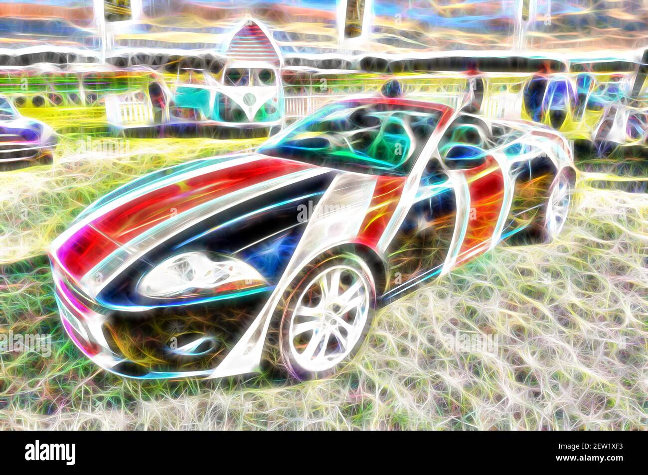 Résumé de l'art numérique d'une voiture de sport de luxe avec GB marquage de la peinture Banque D'Images