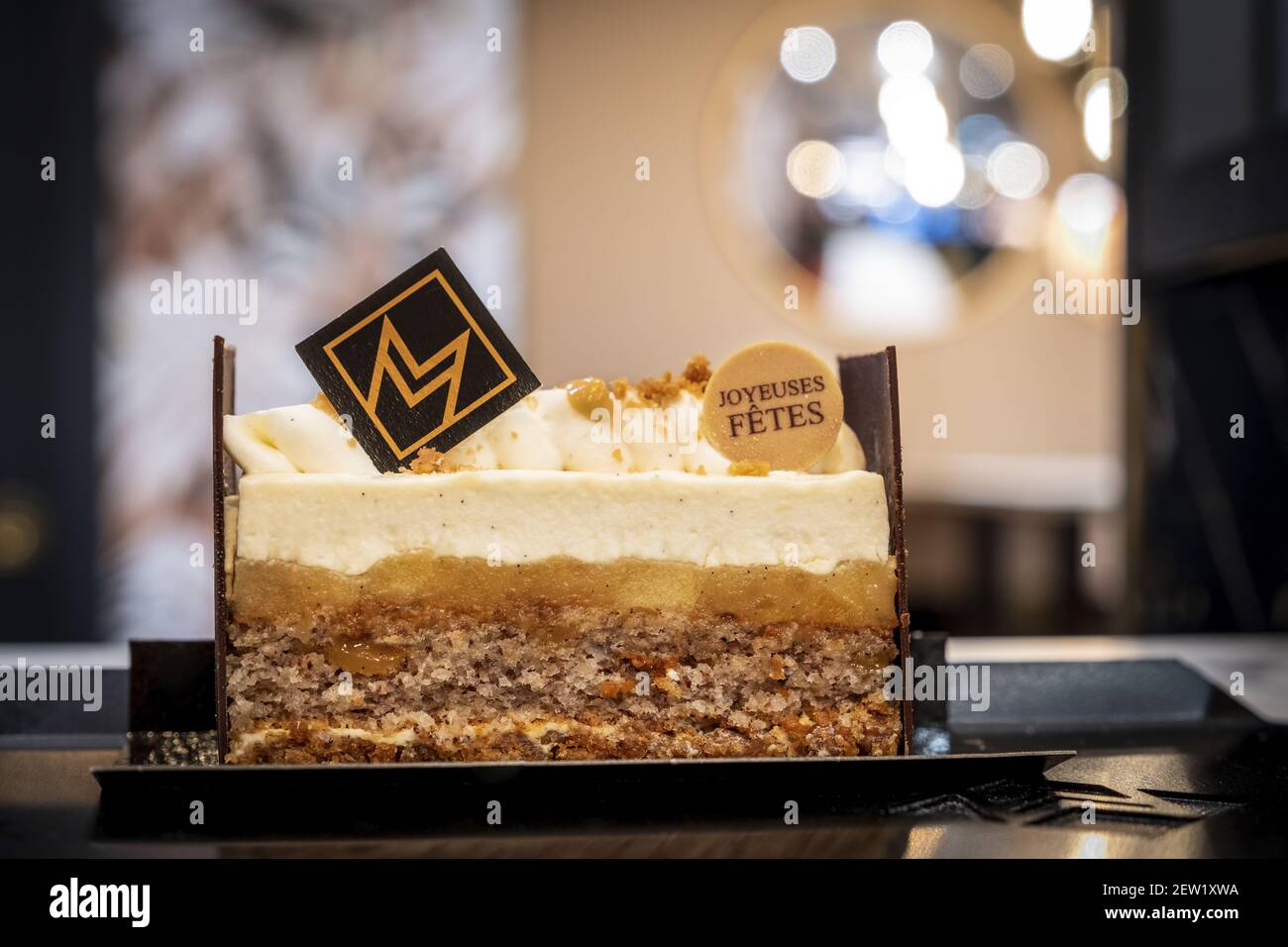 France, hauts de Seine, Asnieres sur Seine, gâteaux de Noël à la fenêtre de la boutique Maison marques Banque D'Images