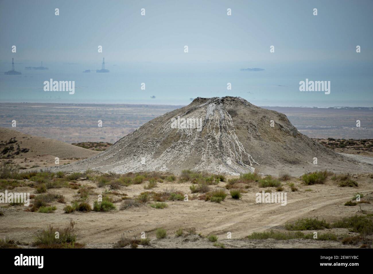 AZERBAÏDJAN-QOBUSTAN, VOLCANS DE BOUE Banque D'Images