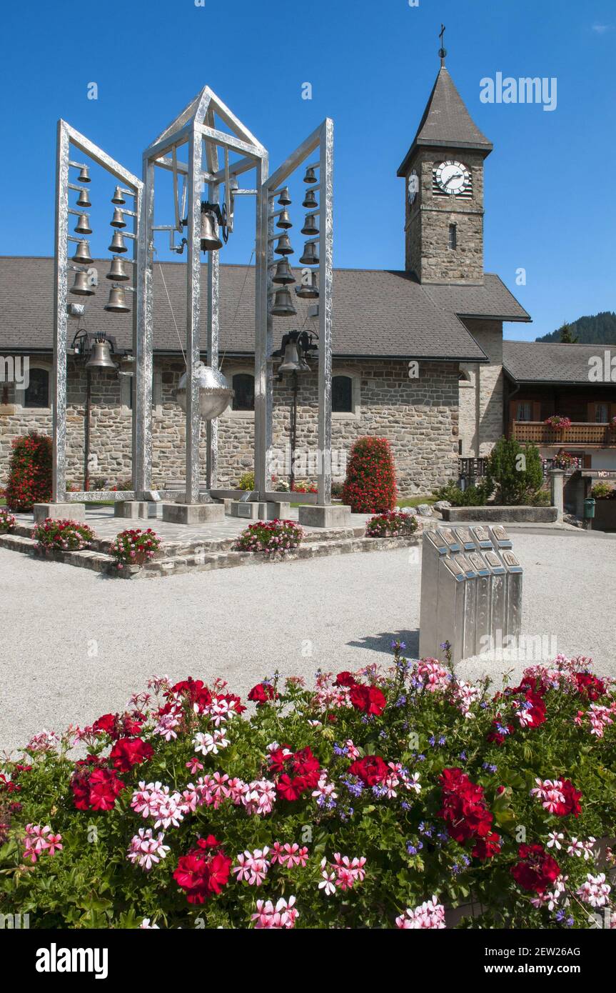 Suisse, Canton du Valais, Morgins, le Carillon de la paix Banque D'Images