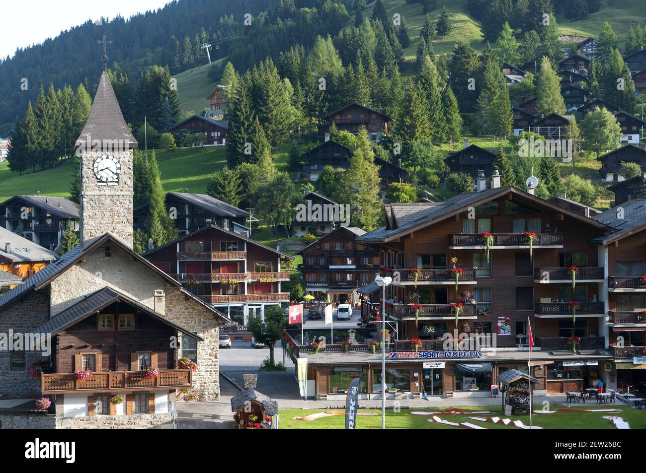 Suisse, Canton du Valais, Morgins, le village Banque D'Images