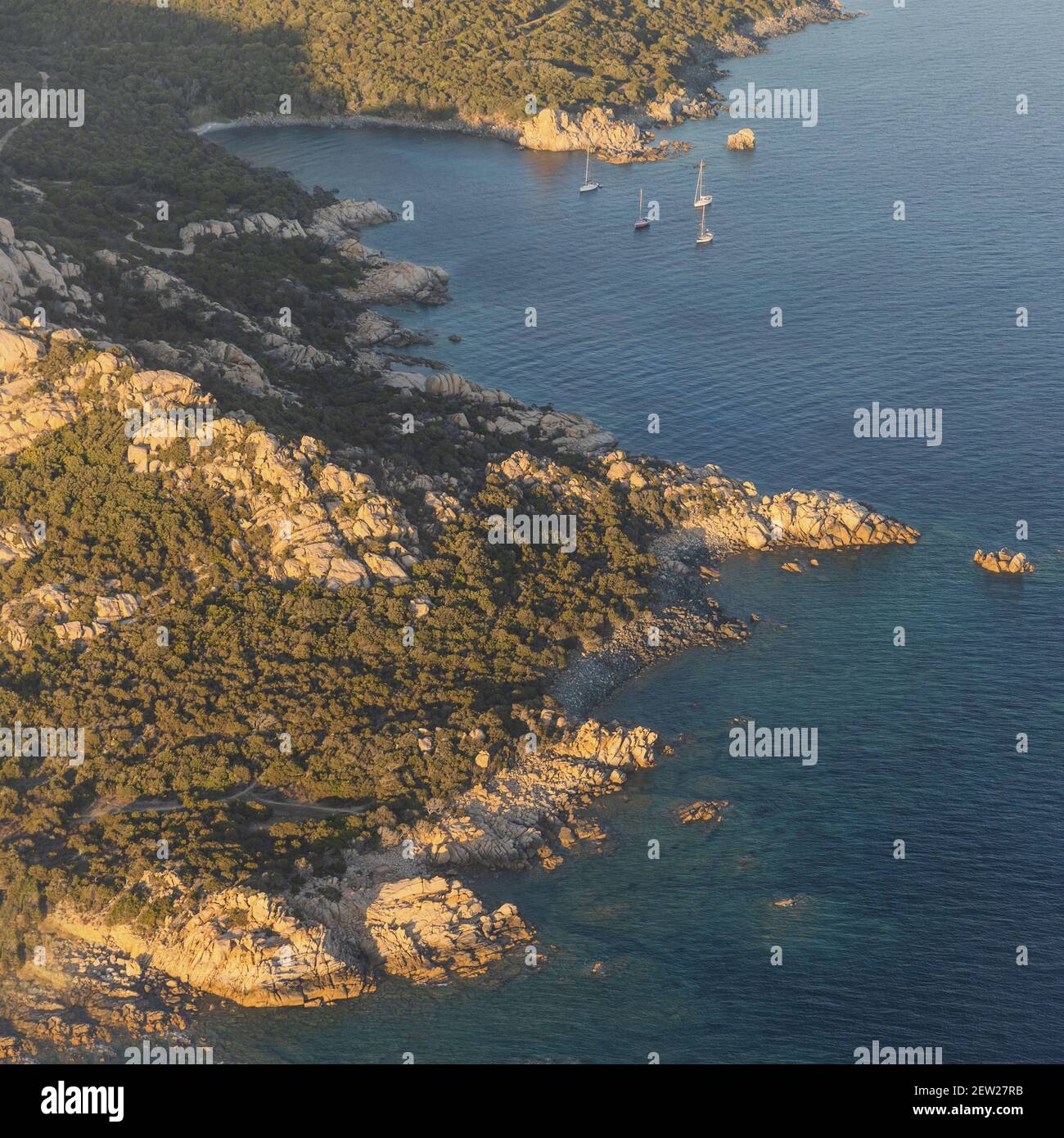 France, Corse-du-Sud (2A), Pointe de Murtoli (vue aérienne) Banque D'Images