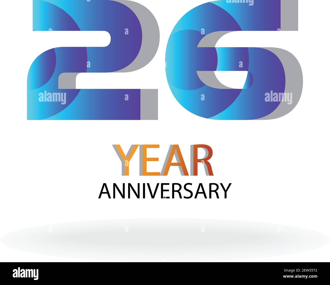 Modèle vectoriel anniversaire 26 ans Design Illustration Bleu élégant blanc Arrière-plan Illustration de Vecteur