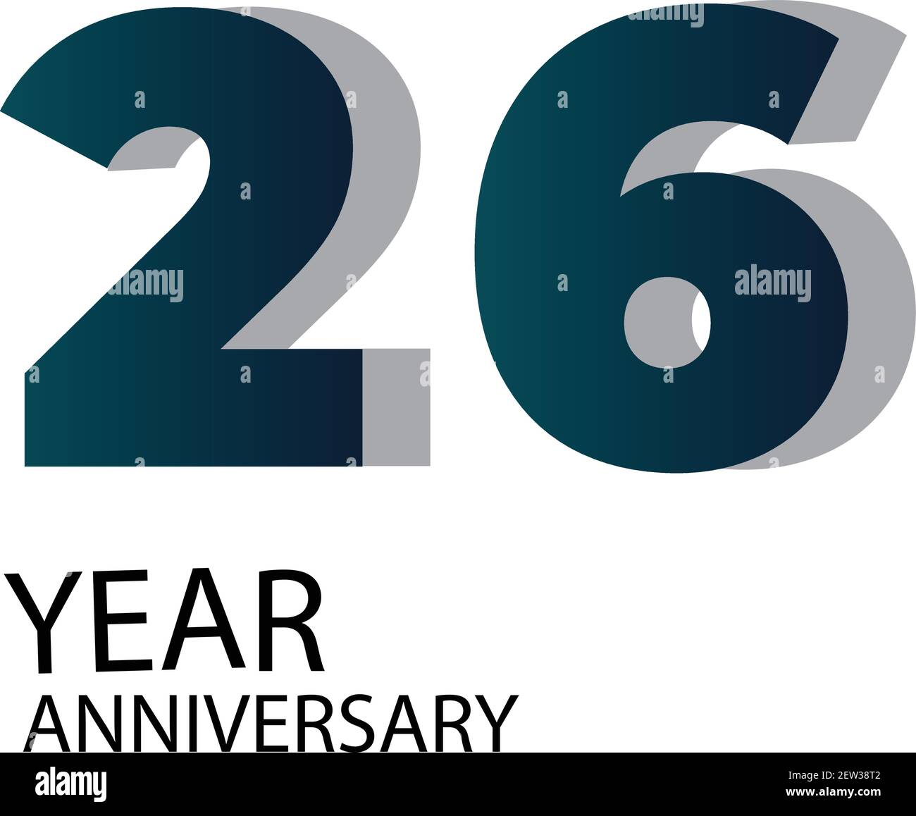 Modèle vectoriel anniversaire 26 ans Design Illustration Bleu élégant blanc Arrière-plan Illustration de Vecteur