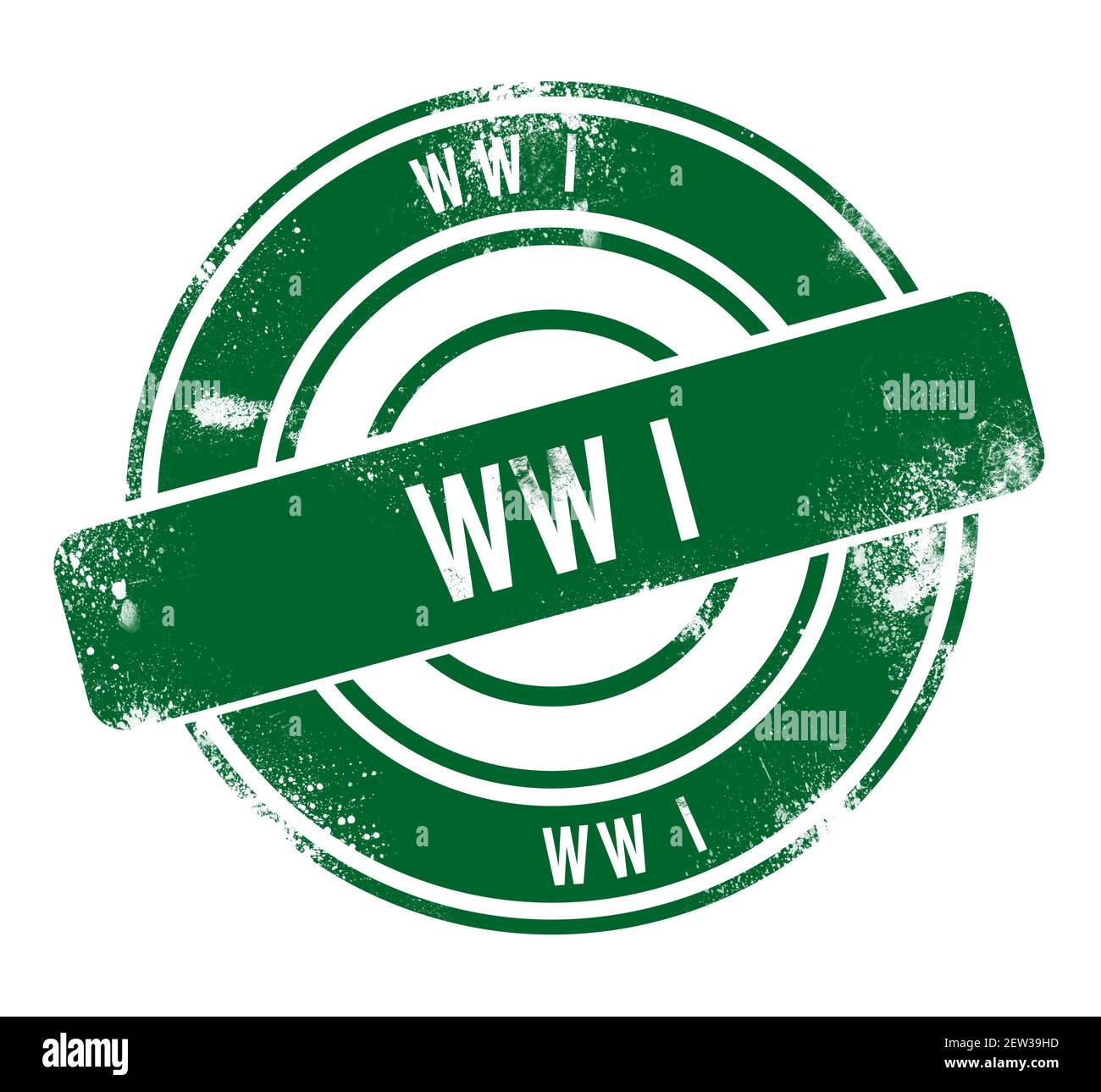 WW I - bouton rond vert grunge, tampon Banque D'Images