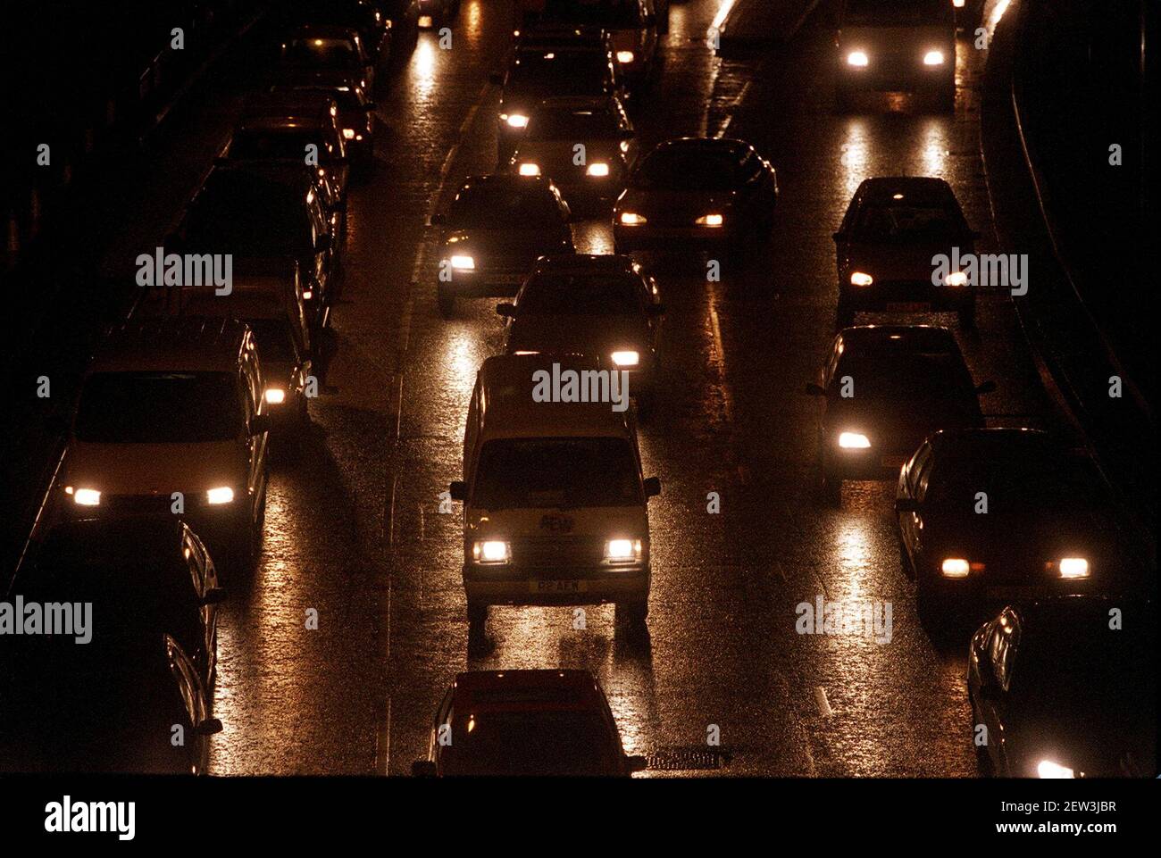 TRAFIC BLOQUÉ DÉCEMBRE 1998 SUR L'A13 PAR LE BLACKWALL TUNNEL DE LONDRES Banque D'Images