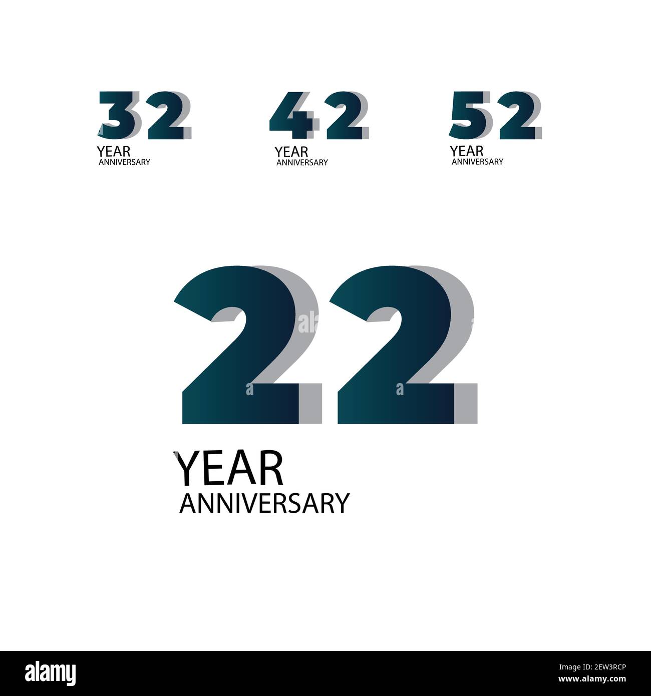 Set Year Anniversary Vector Template Design Illustration Bleu élégant blanc Arrière-plan Illustration de Vecteur