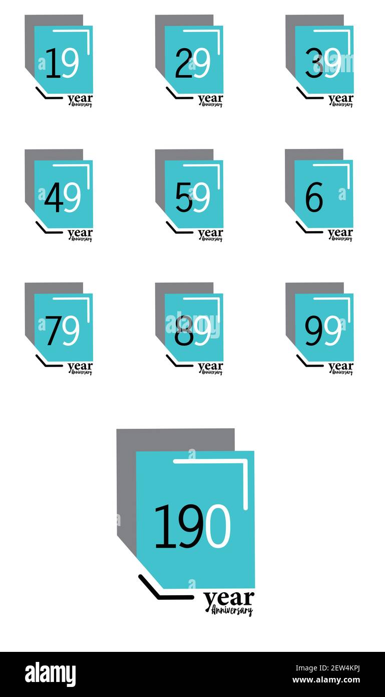 Définir le modèle de modèle de scénario d'anniversaire de 190 ans Illustration Blue Box Arrière-plan blanc élégant Illustration de Vecteur