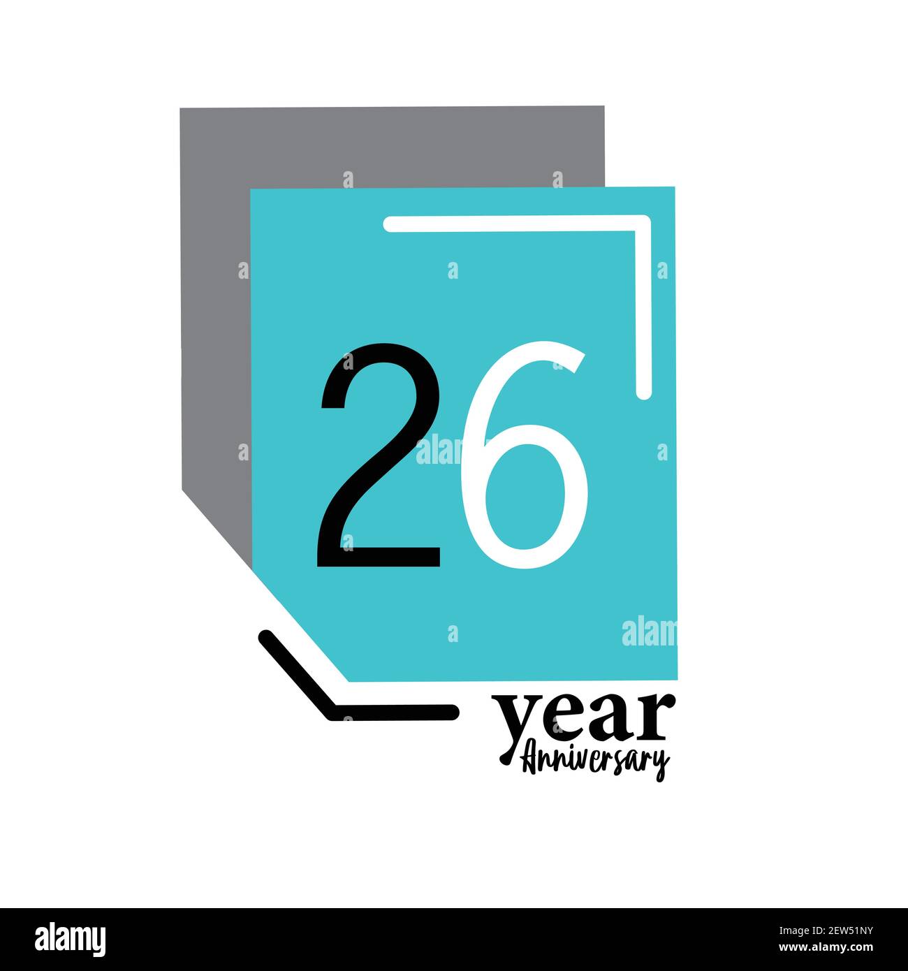 Modèle vectoriel anniversaire 26 ans Design Illustration Blue Box élégant Arrière-plan blanc Illustration de Vecteur