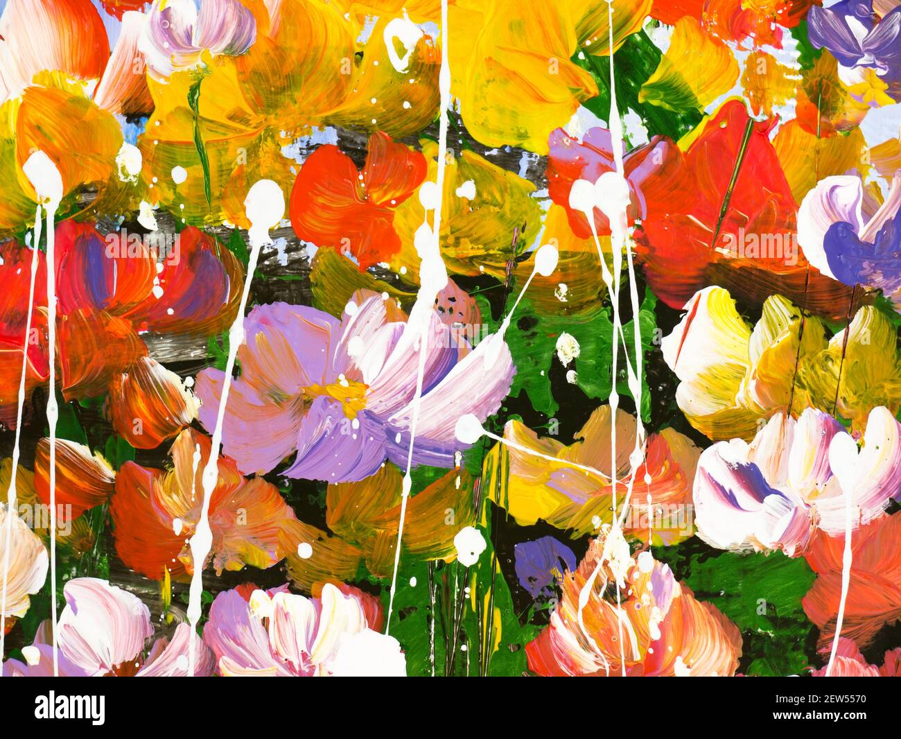 Fleurs abstraites colorées, peinture d'art, arrière-plan créatif peint à la  main, texture de pinceau, peinture acrylique sur toile. Art moderne Art  contemporain Photo Stock - Alamy