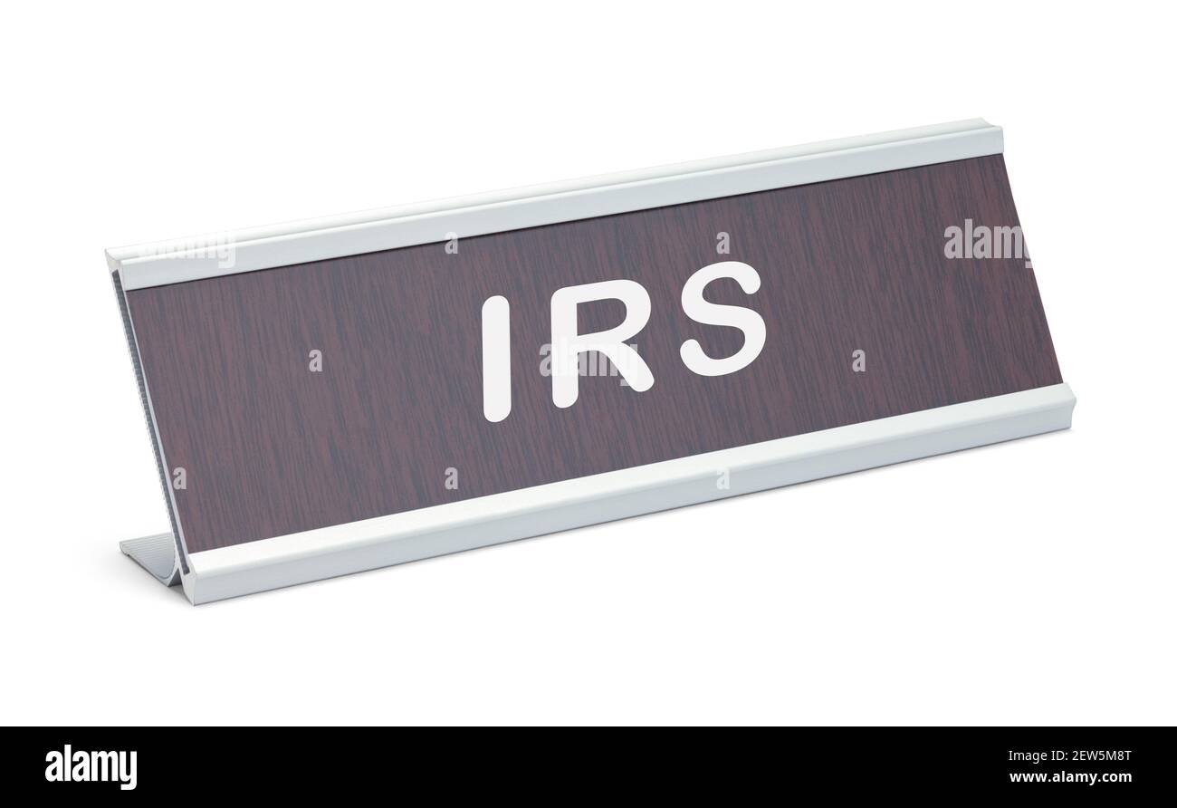 Découpe de la plaque nominative du bureau IRS. Banque D'Images