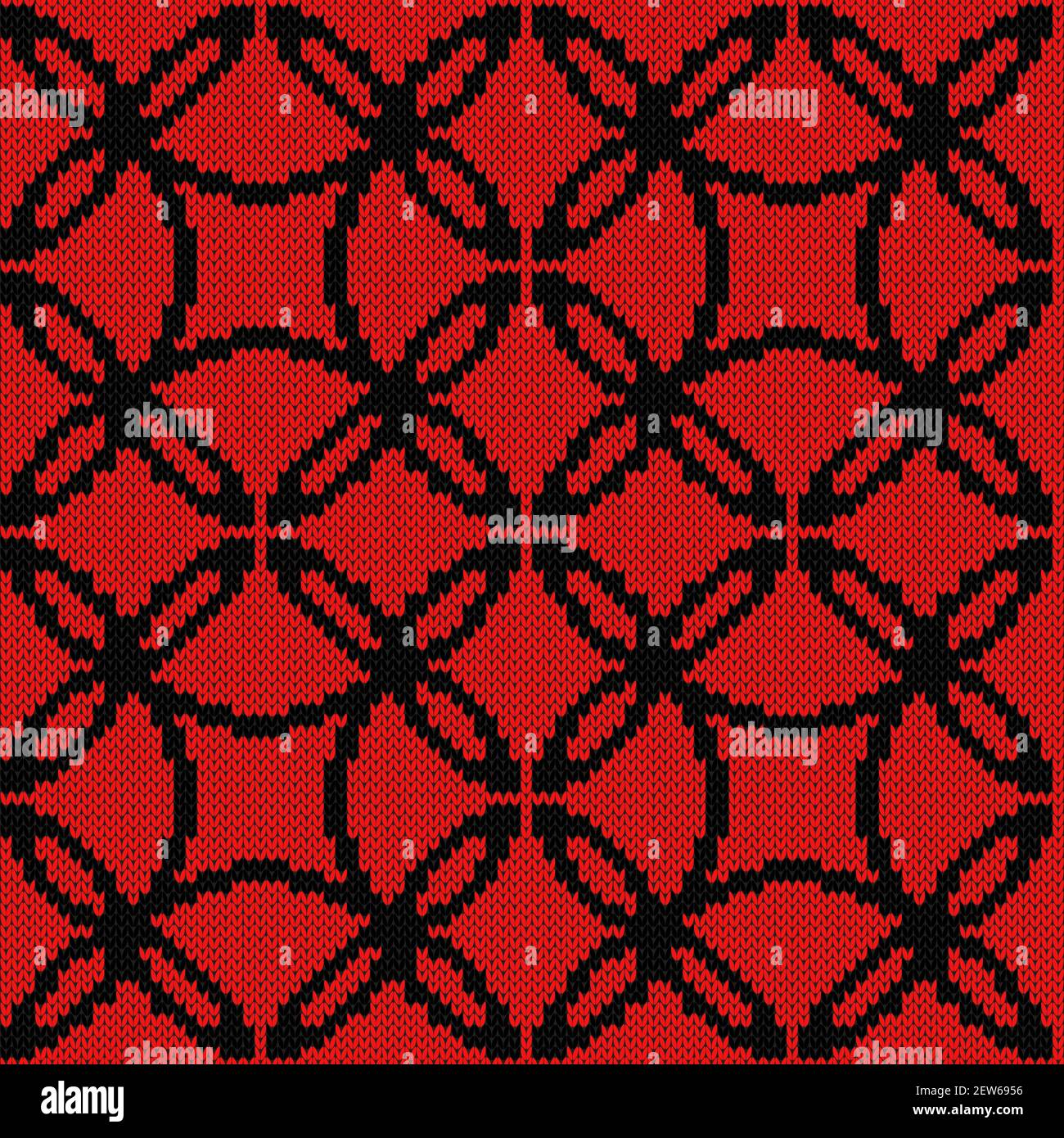 Motif vectoriel tricoté sans couture aux couleurs noir et rouge comme texture de tissu Illustration de Vecteur