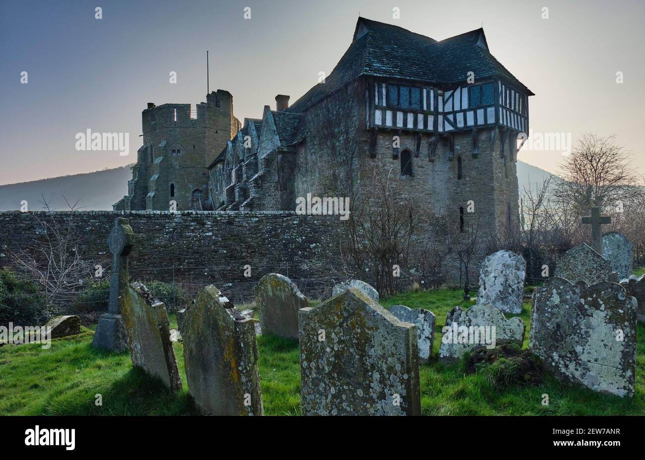 Château de Stokesay, Stokesay, Craven Arms, Shropshire Banque D'Images