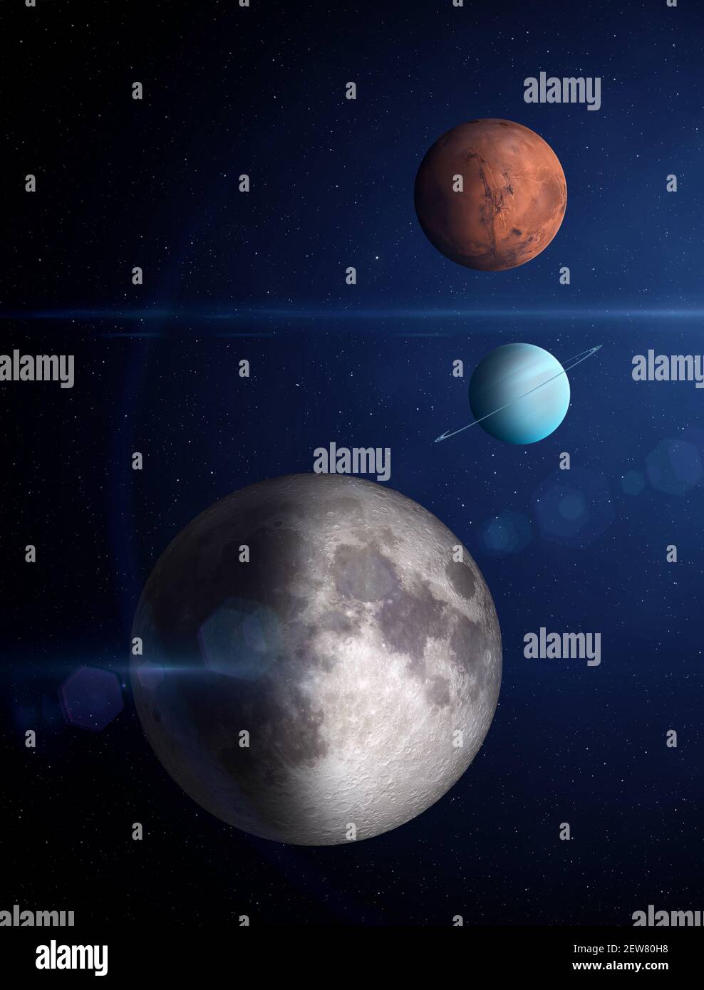 Conjonction Lune, Mars et Uranus. Rencontre de Mars, Uranus et Lune — free download