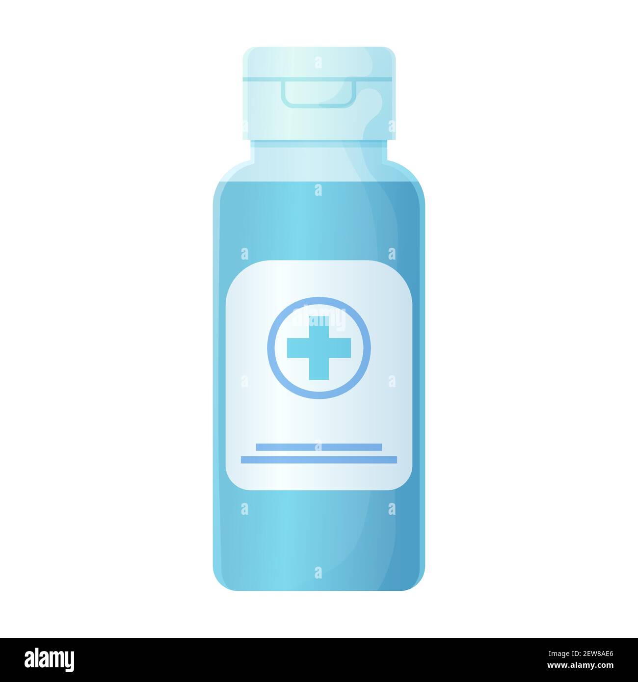 Antiseptique à la main dans une bouteille bleue. Covid-19 aseptisant sanitaire, désinfectant pour la medcine, concept d'utilisation de gel antibactérien. Illustration vectorielle en dessin animé réaliste Illustration de Vecteur