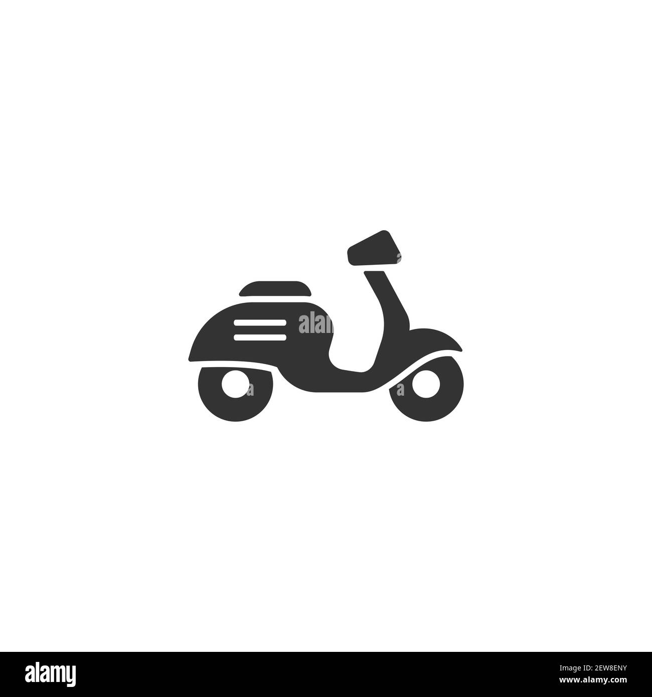 Scooter ou moto rétro noir. Illustration vectorielle plate isolée sur blanc. Symbole livraison, transport. Un voyage sain. Écologie. Passez au vert. Taille basse. Illustration de Vecteur