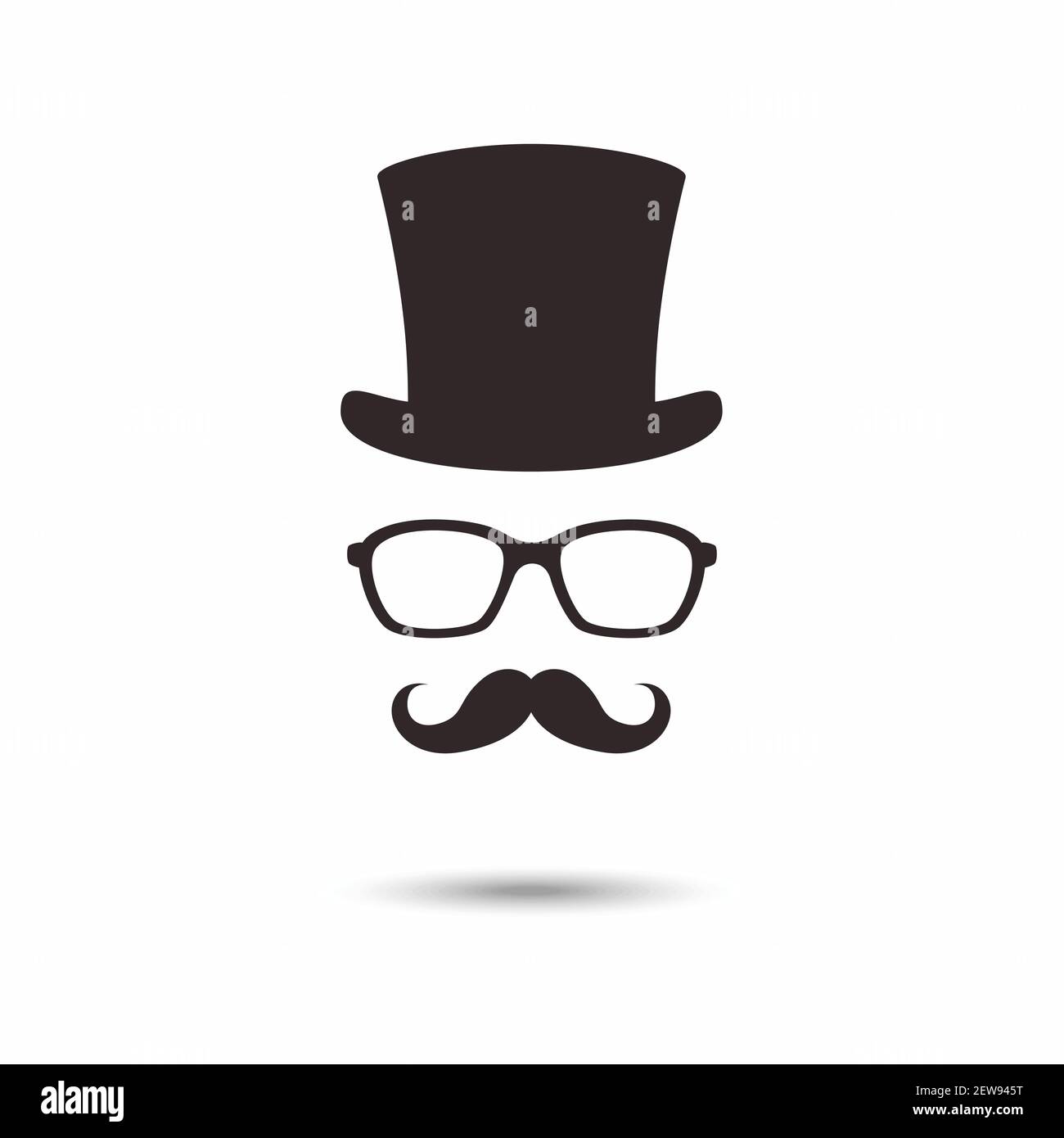 Icône Gentleman. Homme inconnu avec une moustache dans le chapeau, des  lunettes Image Vectorielle Stock - Alamy