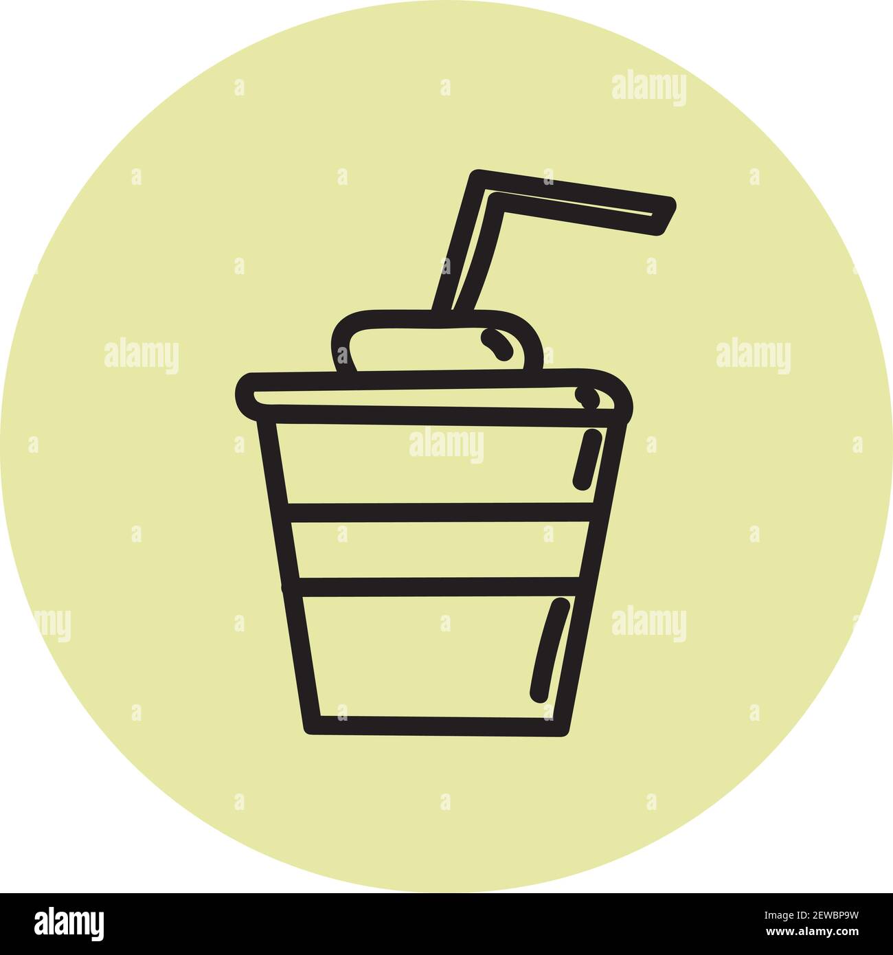 Smoothie dans une tasse en plastique avec une paille, illustration, vecteur sur fond blanc. Illustration de Vecteur