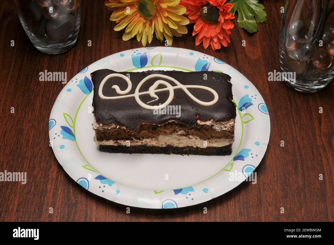 Dessert authentique et traditionnel, connu sous le nom de gâteau à l'opéra Banque D'Images