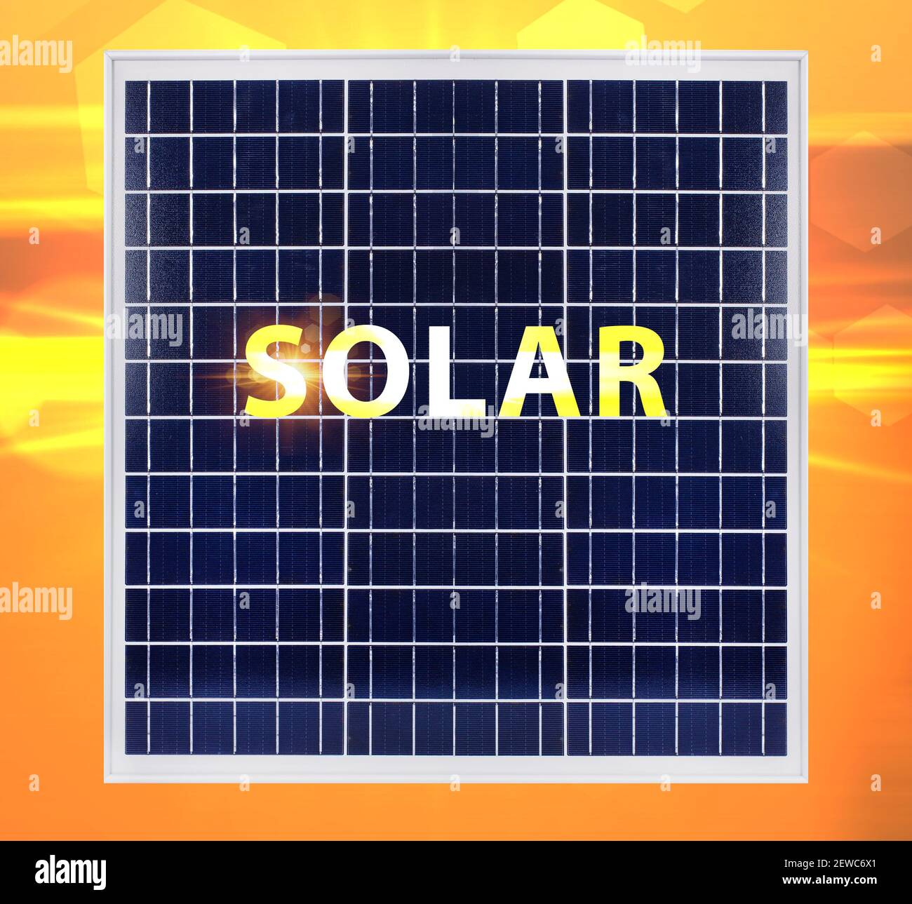 Inscription sur le panneau solaire 'SOLAR' Banque D'Images