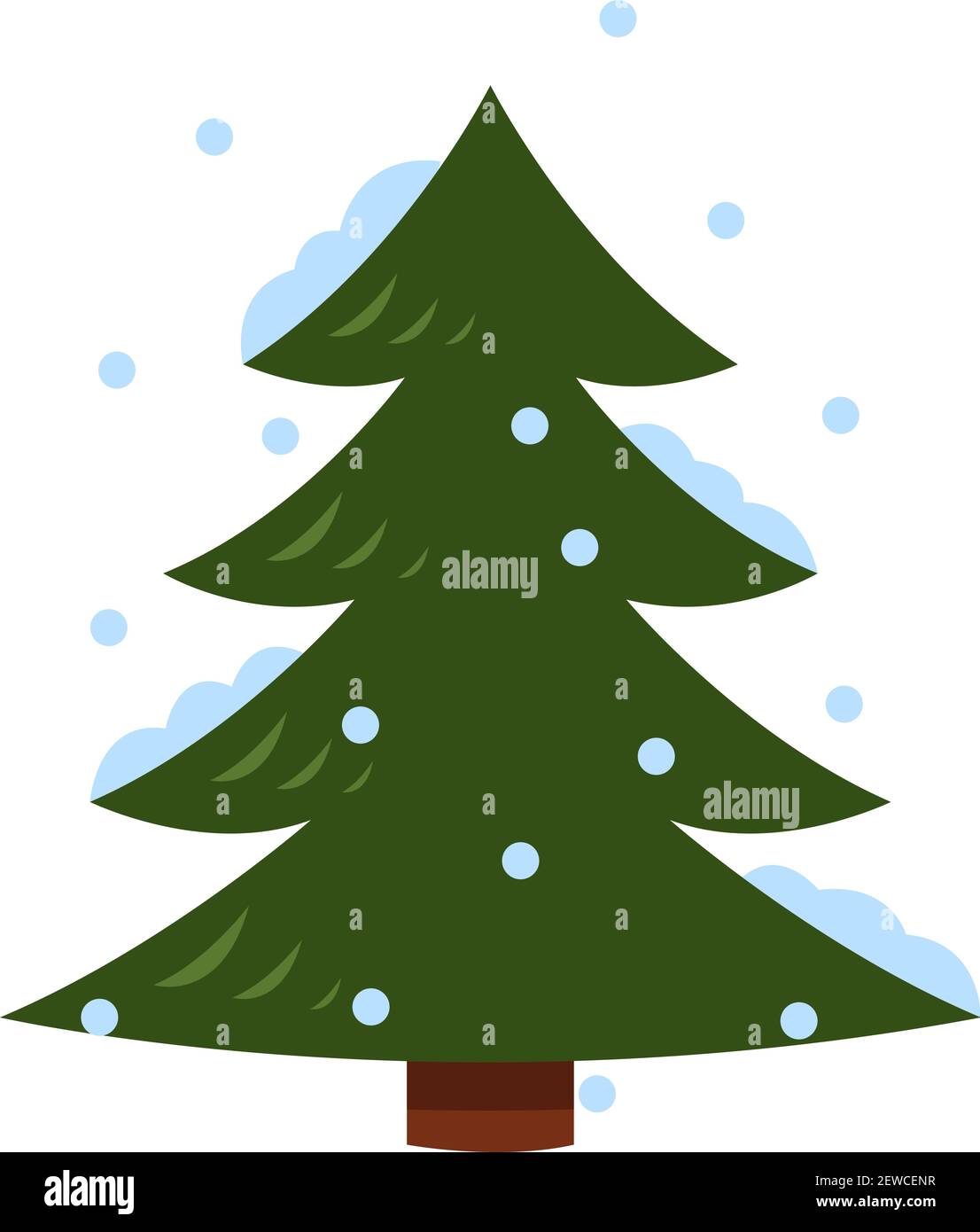 Épinette d'hiver avec neige, illustration, vecteur sur fond blanc. Illustration de Vecteur