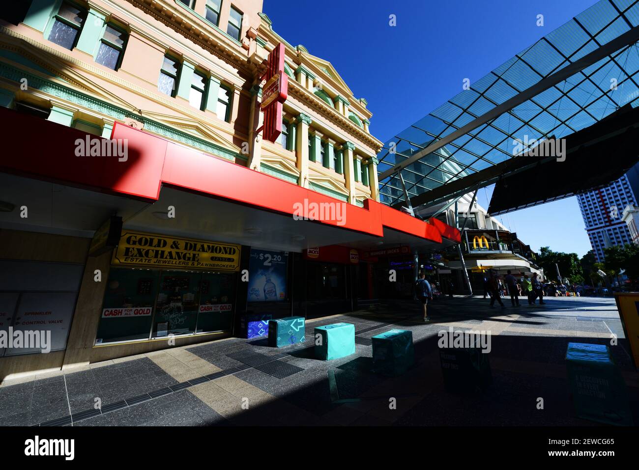 Zone piétonne Albert Street dans le centre de Brisbane, Australie. Banque D'Images