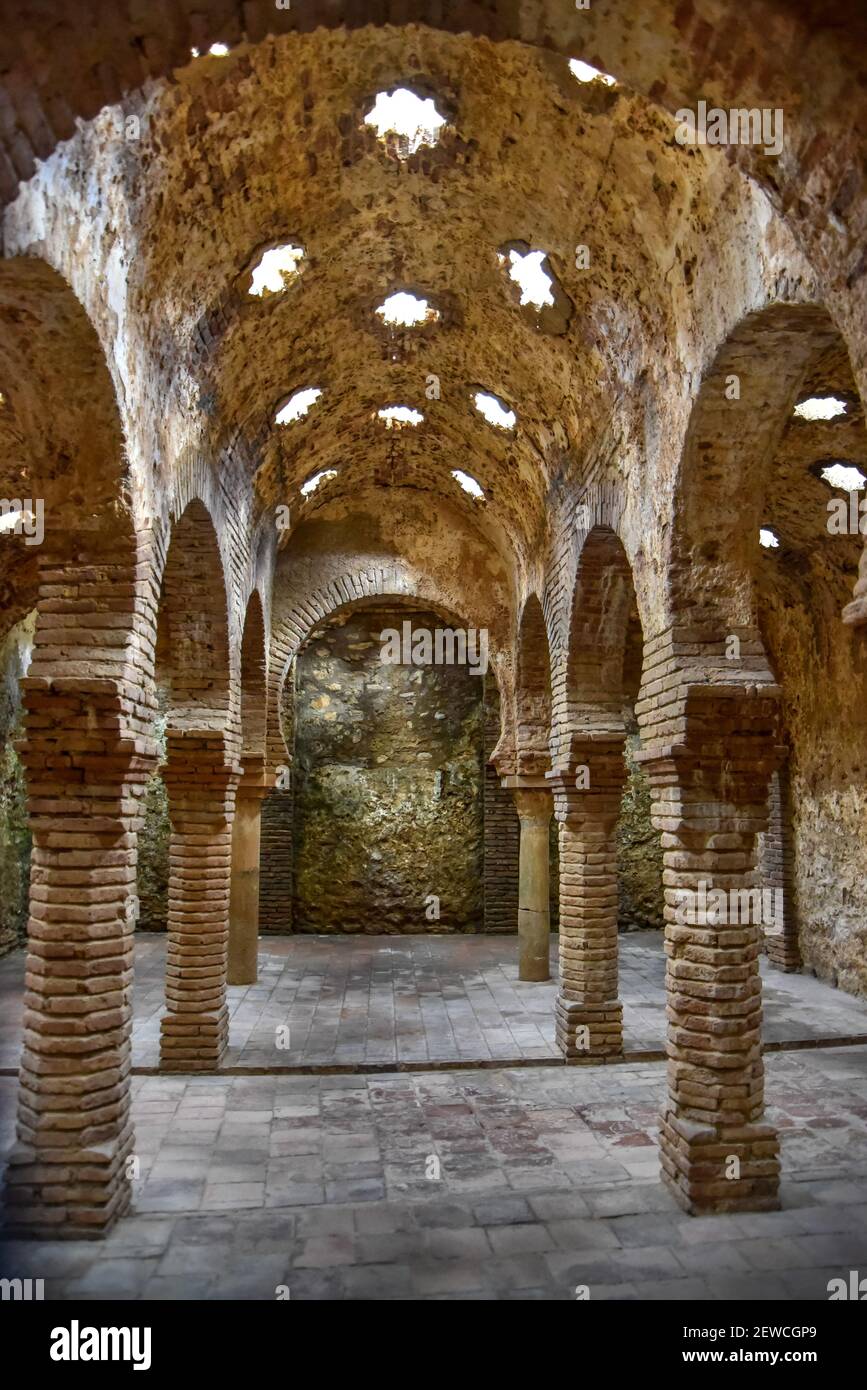 Vue intérieure des bains arabes de Ronda en Espagne Banque D'Images