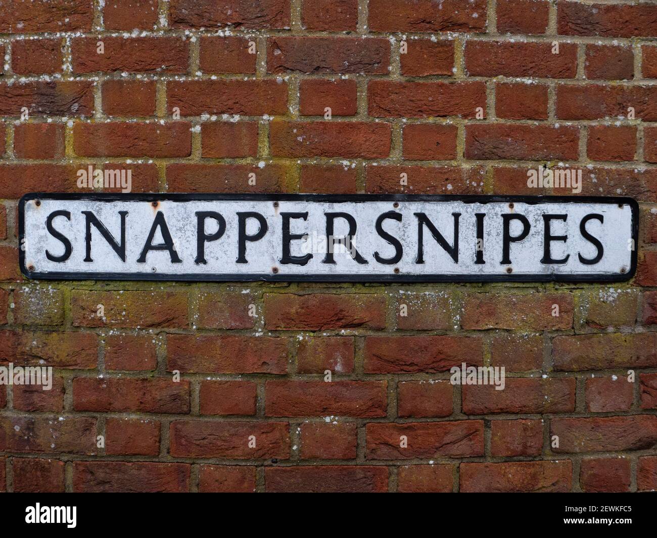 Un nom de route inhabituel, 'snappersnipes' à Westbury, Wiltshire, Angleterre, Royaume-Uni. Banque D'Images