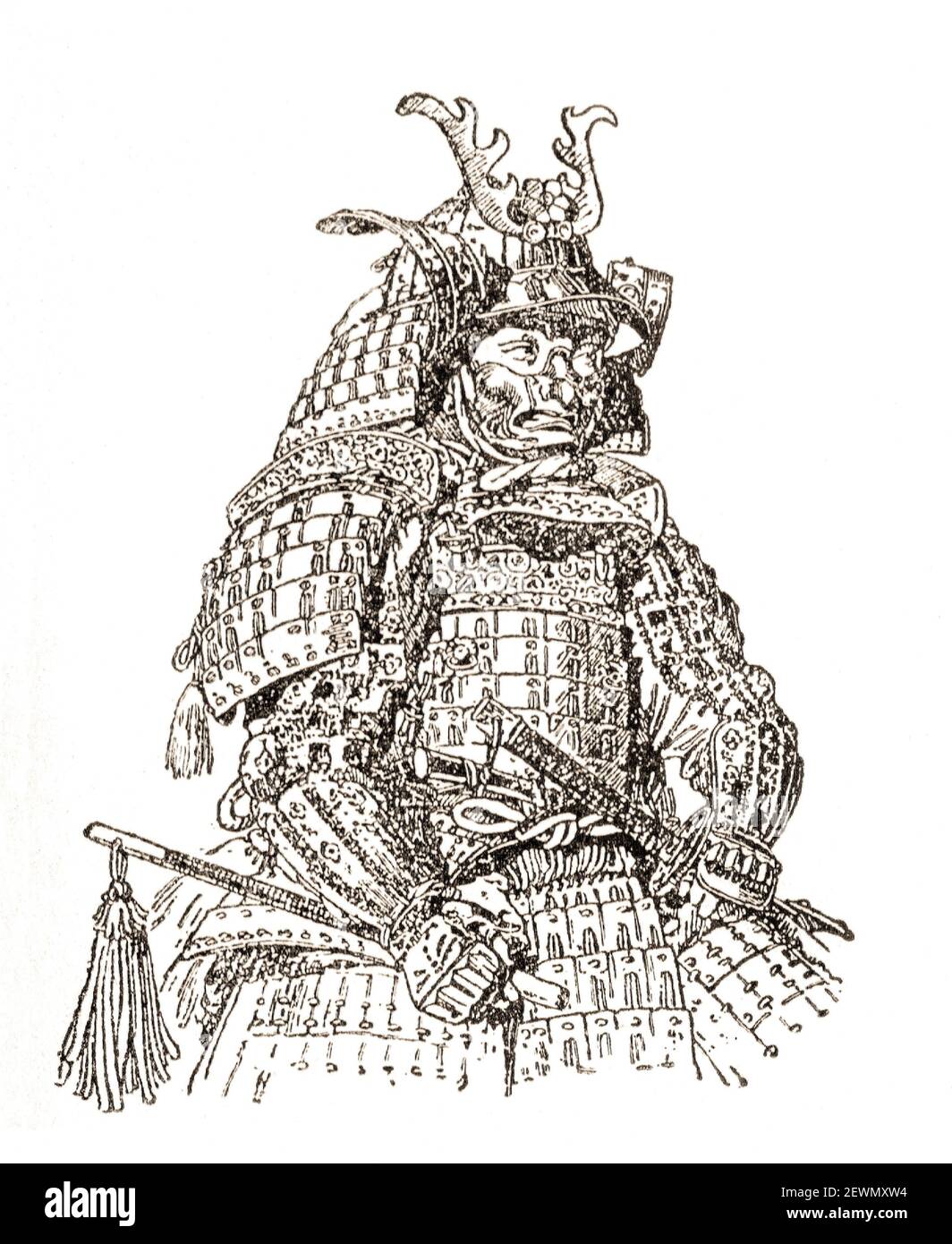 Armure japonaise des 17-18 siècles. Gravure médiévale. Banque D'Images