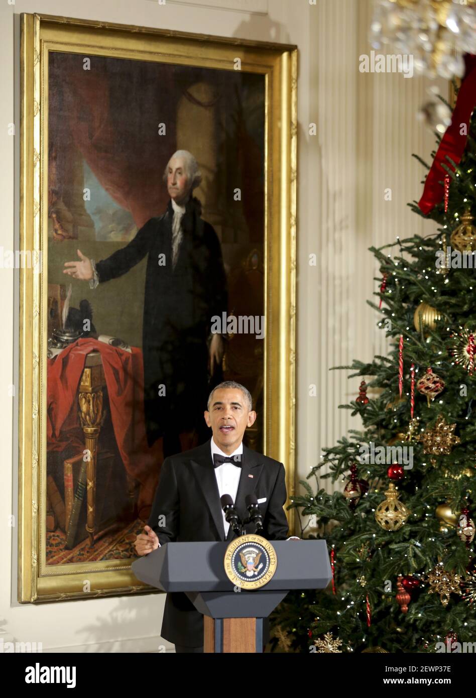Le président américain Barack Obama prononce un discours lors de la ...