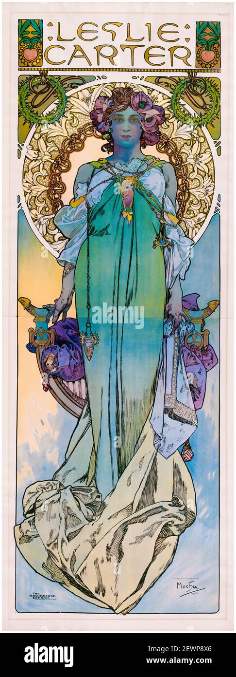 Affiche Alphonse Mucha : Leslie carter (1857-1937), actrice américaine de film et de scène muette, Kassa, 1908 Banque D'Images