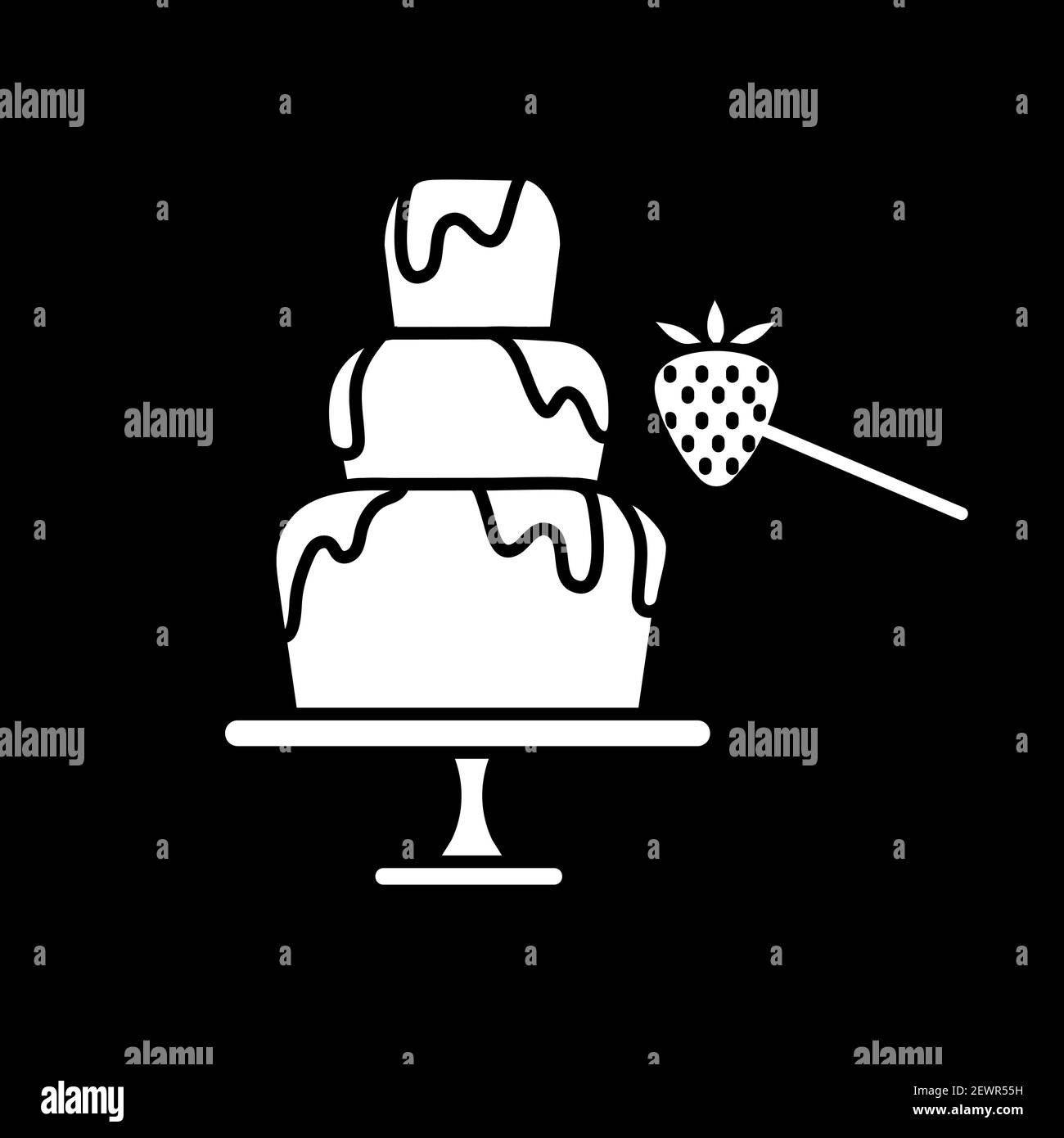 Icône de glyphe en mode sombre à fondue au chocolat Illustration de Vecteur