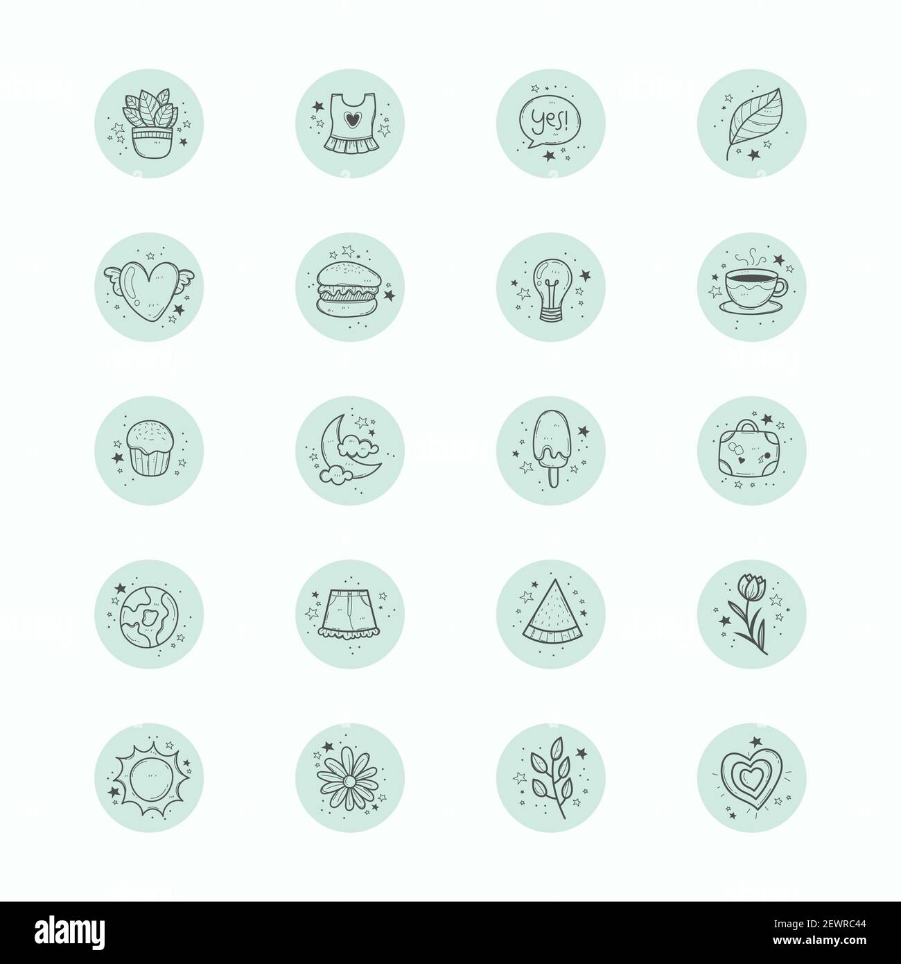 Illustrations sociales dessinées à la main Illustration vectorielle. Illustration de Vecteur