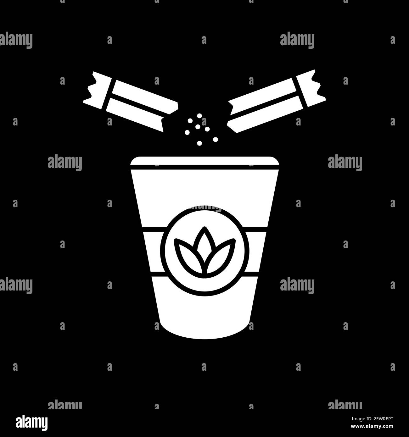 Ajoutez du sucre à l'icône de glyphe en mode sombre de tisane Illustration de Vecteur