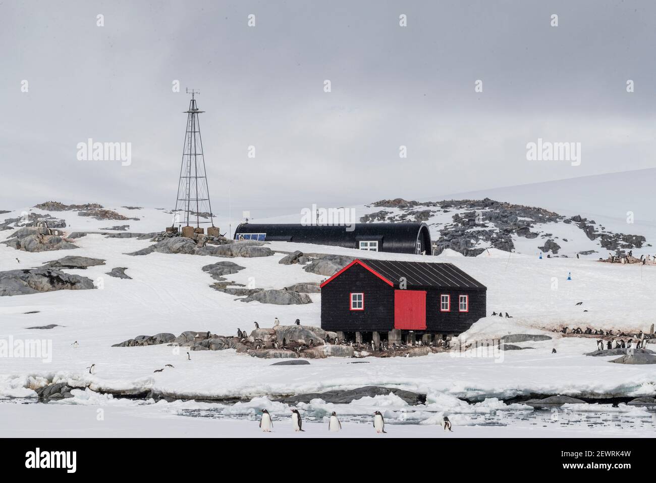 L'ancienne base britannique est maintenant un musée et un bureau de poste à Port Lockroy sur la petite île Goudier, Antarctique, régions polaires Banque D'Images