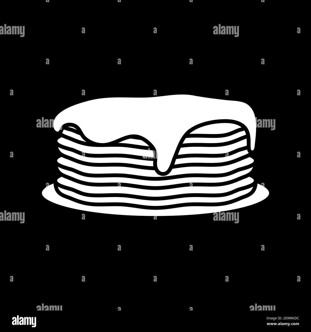 Crêpes aux sirops d'érable en mode sombre icône de glyphe Illustration de Vecteur