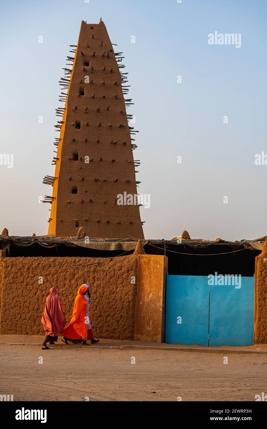 Grande Mosquée d'Agadez, site classé au patrimoine mondial de l'UNESCO, Agadez, Niger, Afrique Banque D'Images