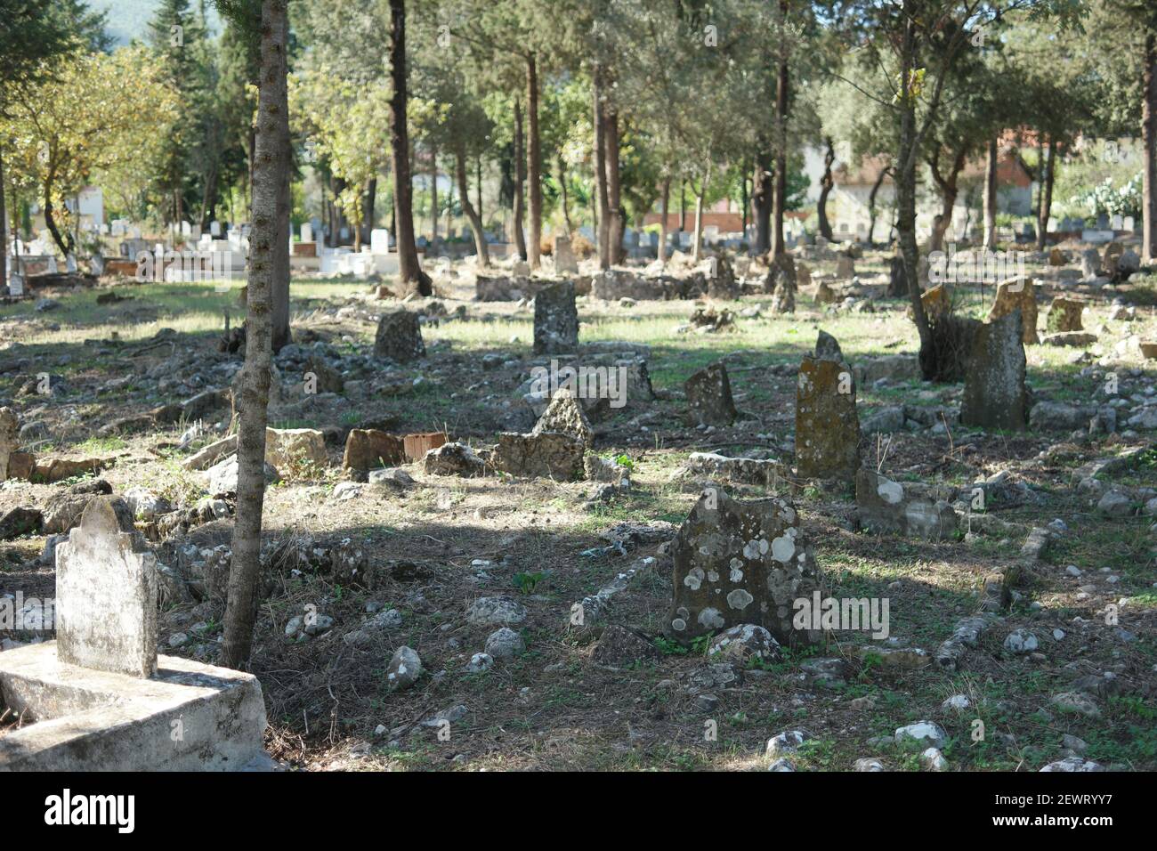 Ancien cimetière musulman en Turquie. Banque D'Images