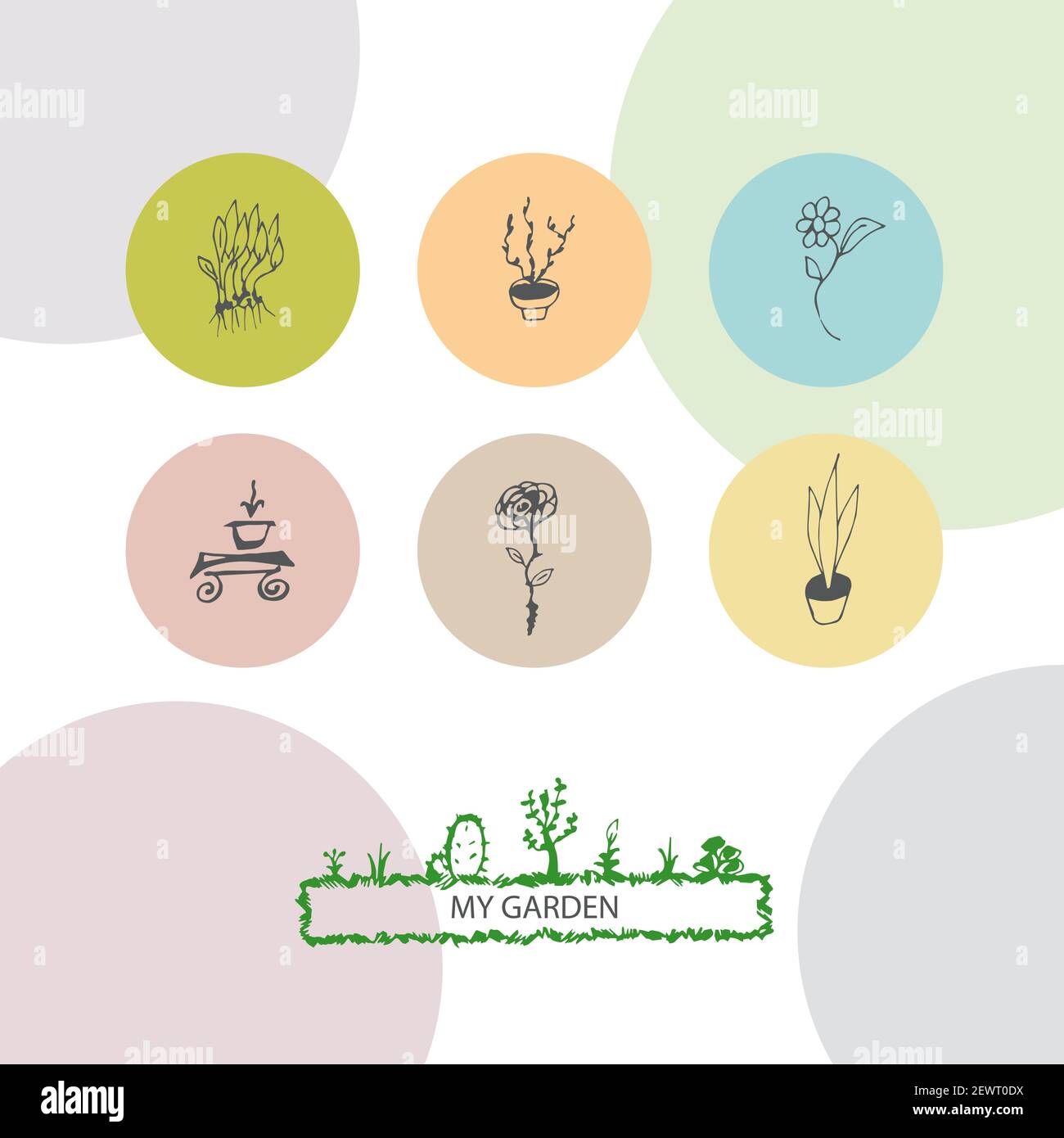 Ensemble d'icônes rondes avec plantes de maison. Illustration vectorielle Illustration de Vecteur