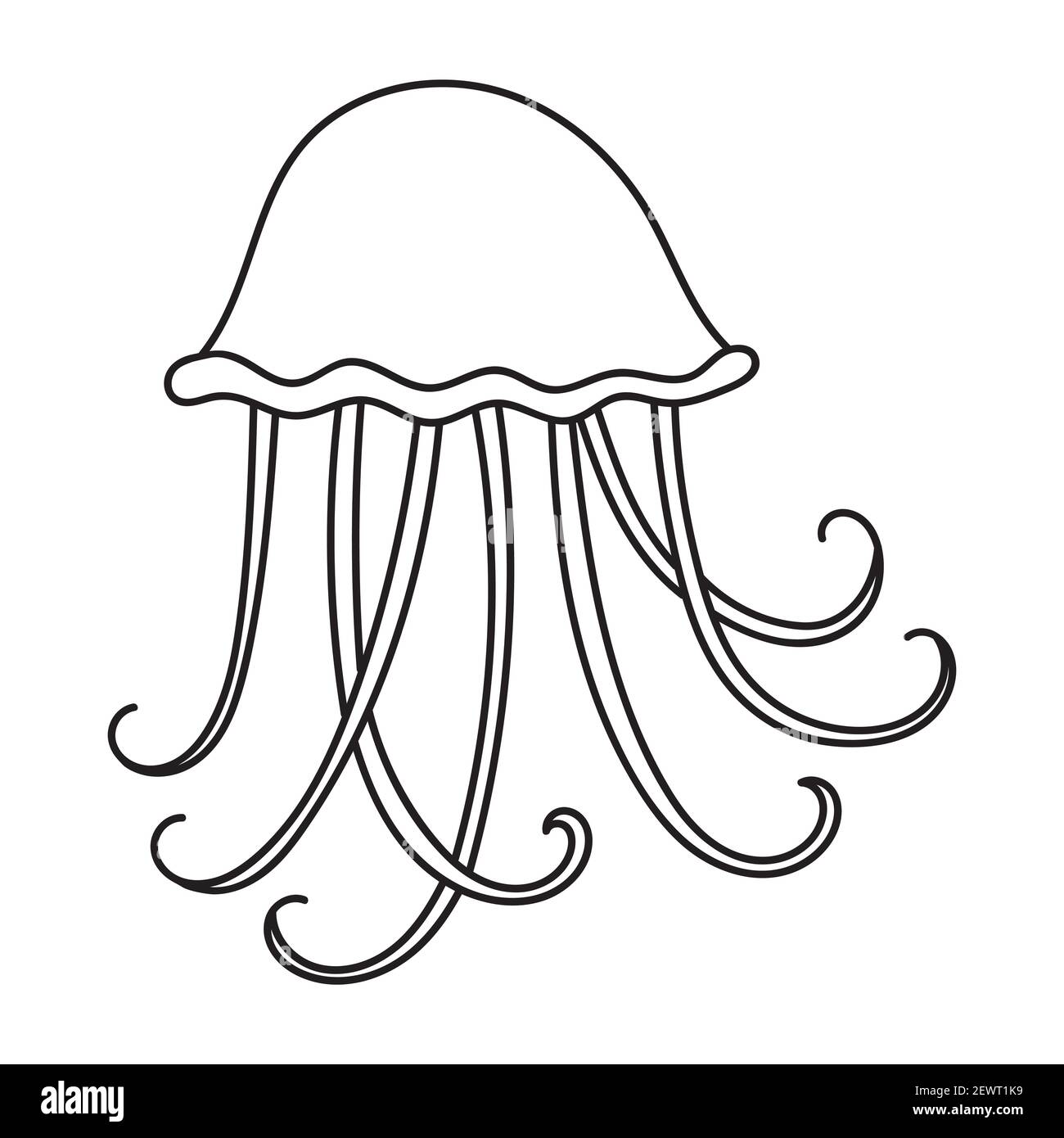 Icône linéaire de méduses. Une méduse. La faune de l'océan. Marine Aquarium. Les tentacules des méduses toxiques. Fine ligne illustration. Symbole de contour. Vect Illustration de Vecteur