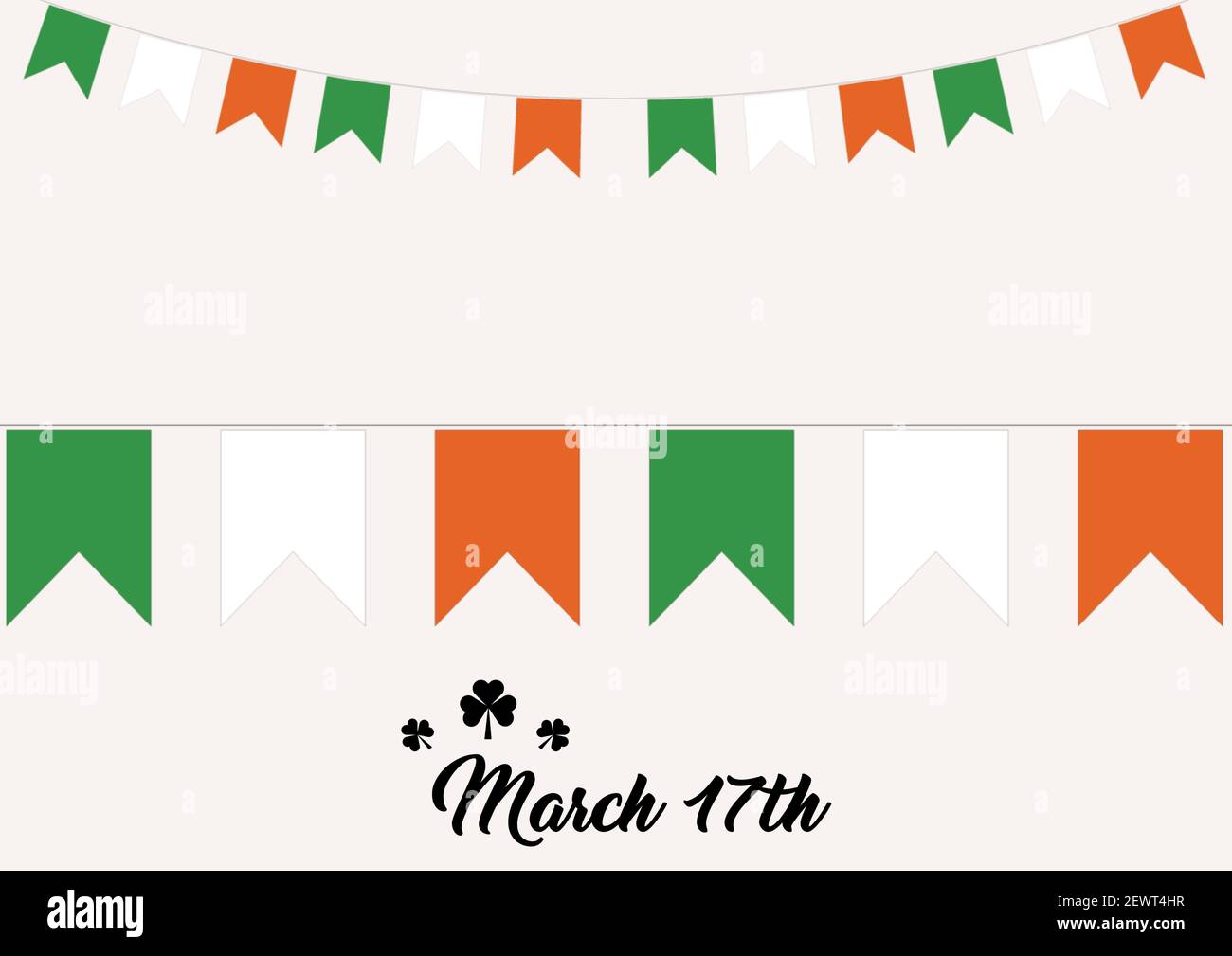 Texte du 17 mars avec drapeau irlandais sur fond blanc Banque D'Images